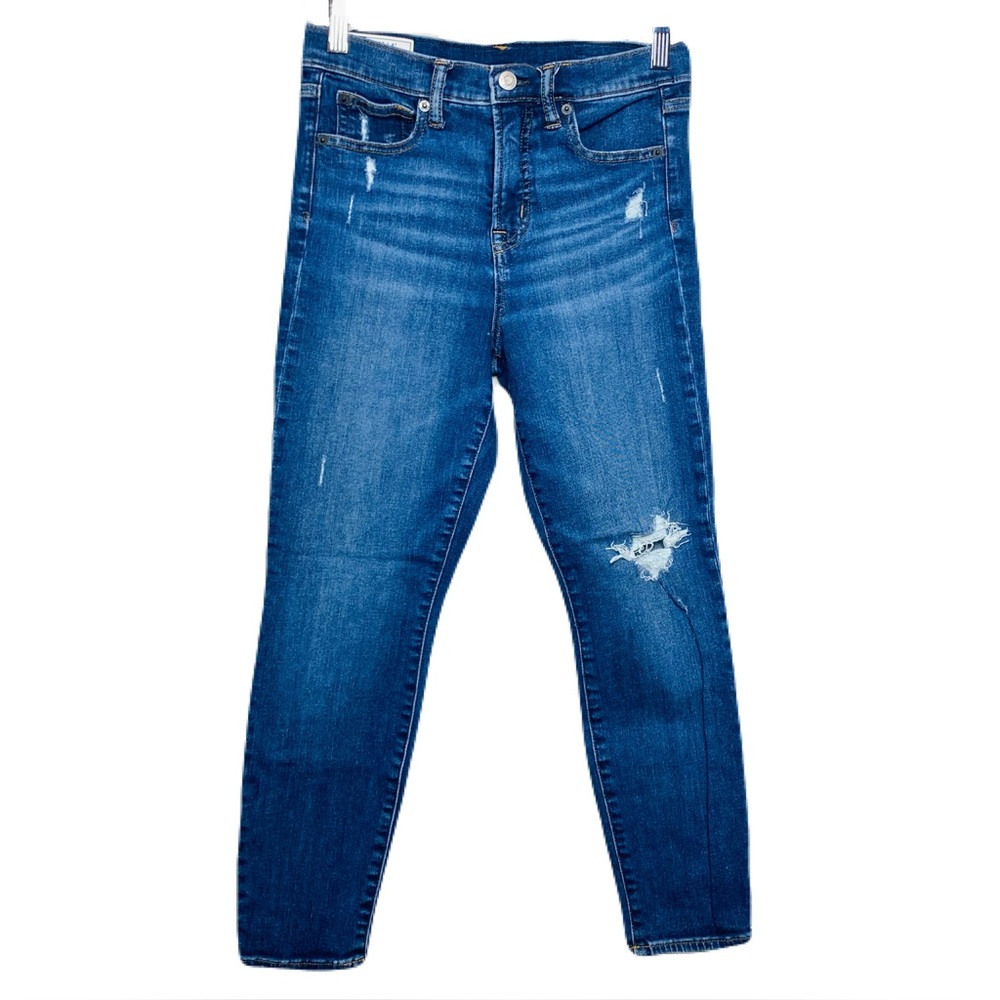 Gap True Skinny Ankle High Rise Jeans Dark Wash Distressed Women’s 27/4 Petite